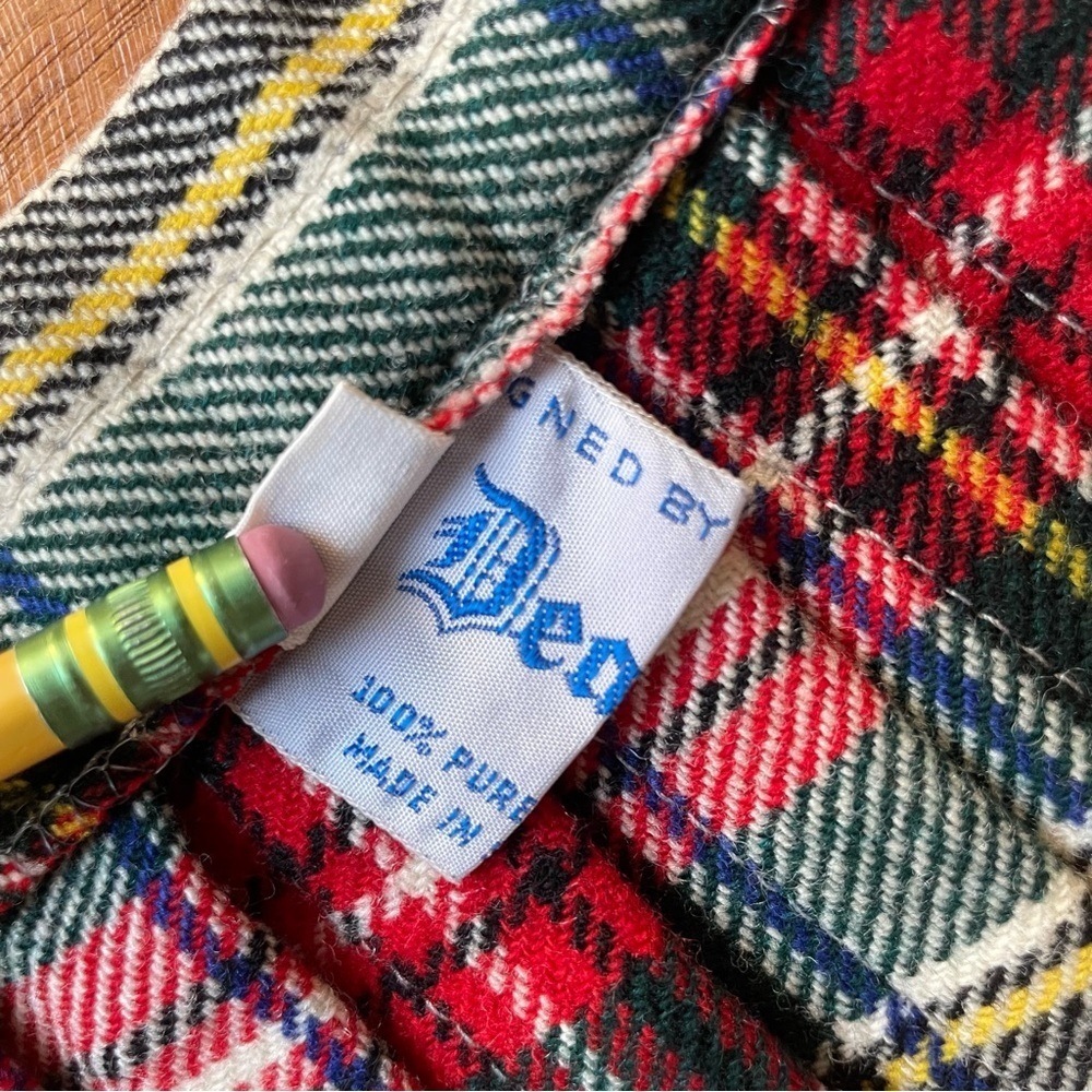 Vintage Deans of Scotland Red & Green Tartan Plaid True Wrap Pleated Midi Skirt - Picture 9 of 15